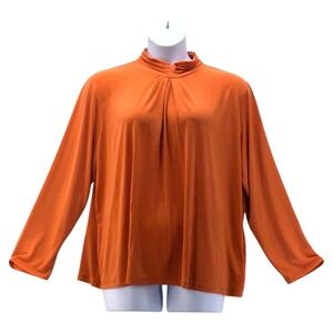 Susan Graver High Neck Top Orange 2x